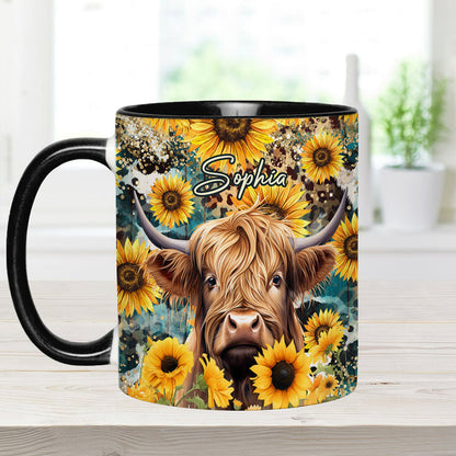 Sunflower Cow Personalized Accent Mug