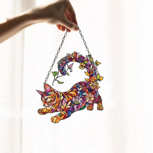 Cat Flower Cute Acrylic Window Hangings, Cat Lover’s, Cat Window hanging, Home Decor , Gift For Cat Lover’s