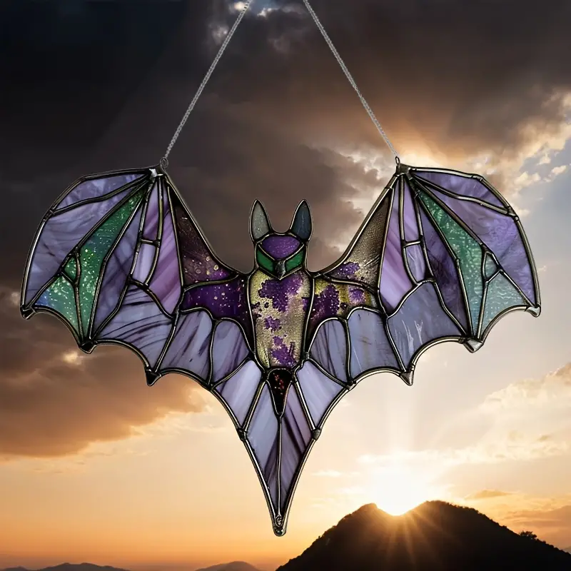 Bat Purple Halloween Acrylic Window Decor