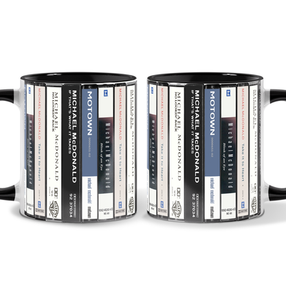 Michael McDonald Albums Cassette Collection Retro Accent Edge-to-Edge Printed Mug