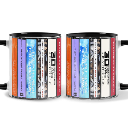 30 Seconds to Mars Albums Cassette Collection Retro Accent Mug