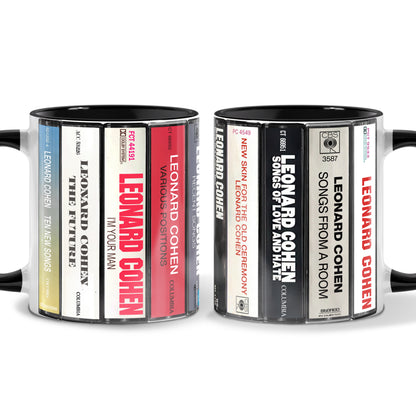 Leonard Cohen Albums Cassette Collection Retro Accent Mug