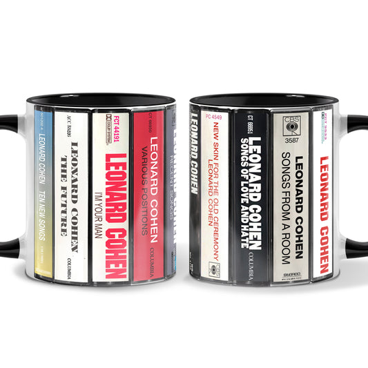 Leonard Cohen Albums Cassette Collection Retro Accent Mug