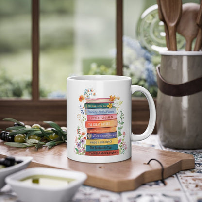 Bookshelf Floral Personalized Mug