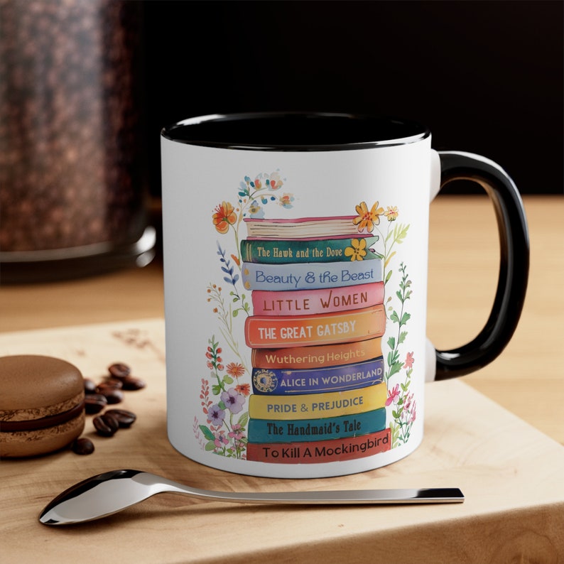 Bookshelf Floral Personalized Mug