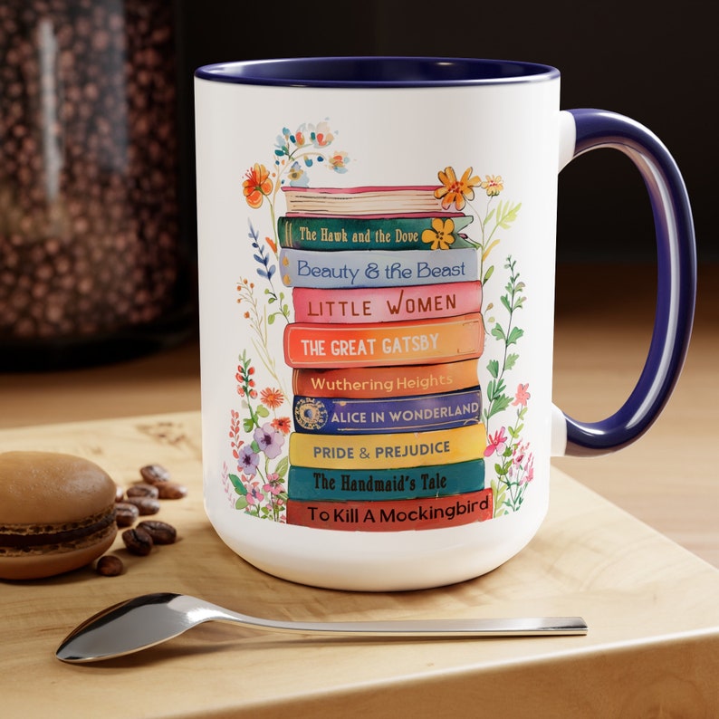 Bookshelf Floral Personalized Mug