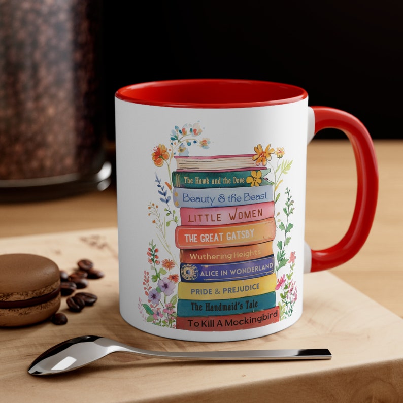 Bookshelf Floral Personalized Mug