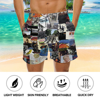 Essential Rock Albums Covers Collage Unisex Hawaiian Shorts