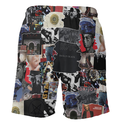 80's Rock Albums Covers Collage Unisex Hawaiian Shorts