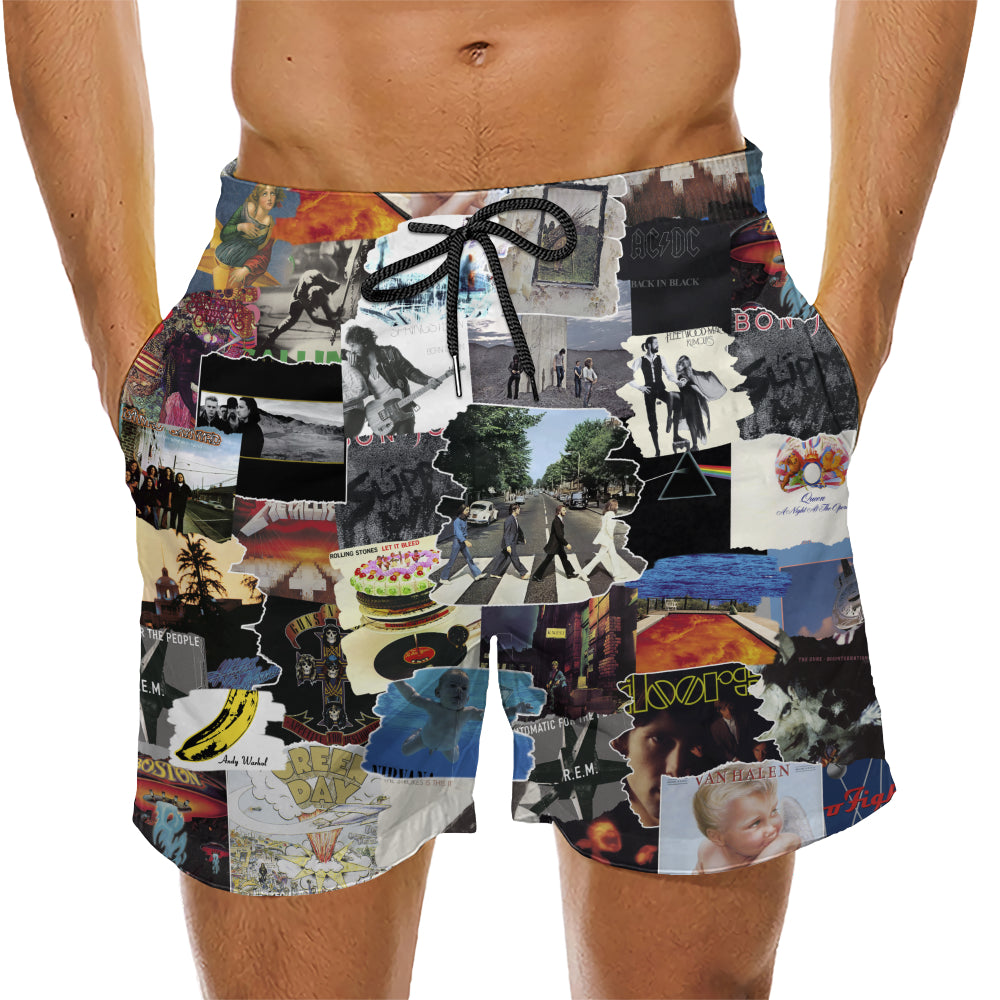 Essential Rock Albums Covers Collage Unisex Hawaiian Shorts