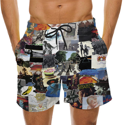 Essential Rock Albums Covers Collage Unisex Hawaiian Shorts