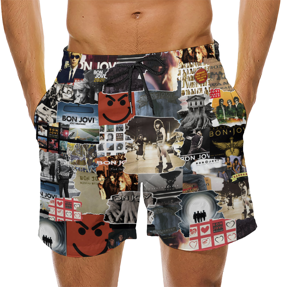 Bon Jovi Albums Covers Collage Unisex Hawaiian Shorts