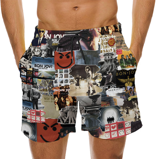 Bon Jovi Albums Covers Collage Unisex Hawaiian Shorts