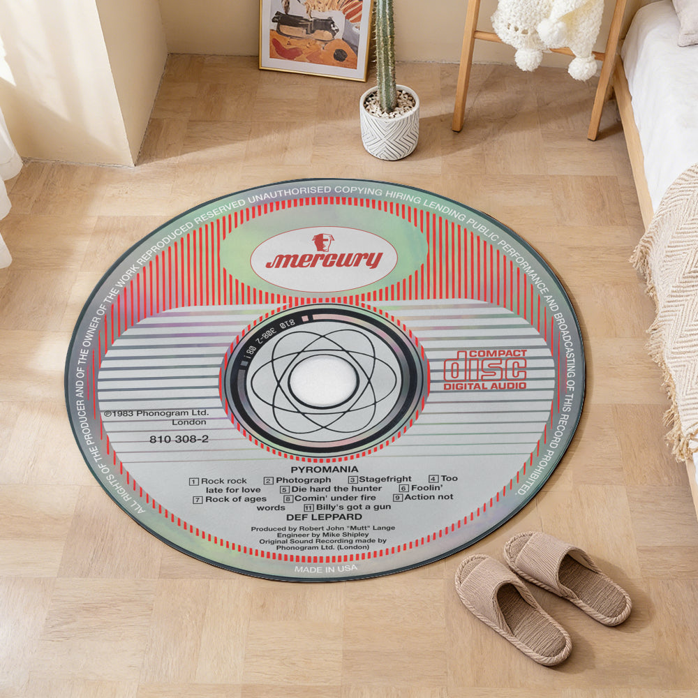 Def Leppard - Pyromania Album Music CD Round Rug