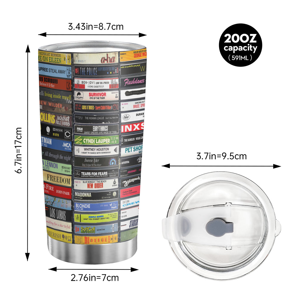 Classic 80s Single Tapes Cassette 20oz Tumbler