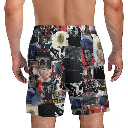 80's Rock Albums Covers Collage Unisex Hawaiian Shorts