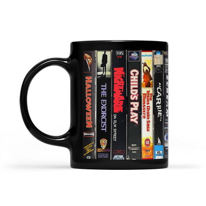 VHS Tape Halloween Movies Nostalgic Black Mug - Movies Version
