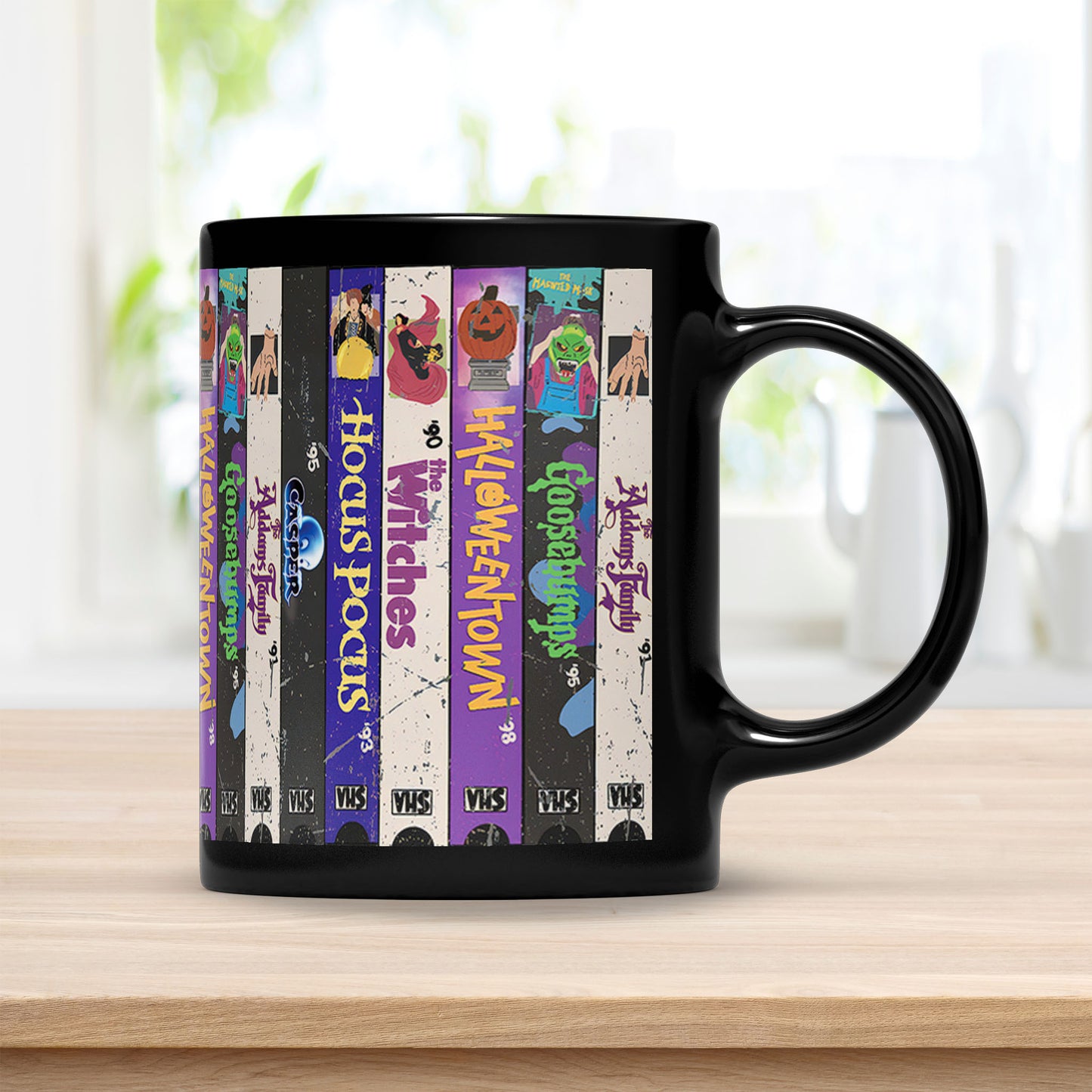 VHS Tape 90s Halloween Movies Nostalgic Black Mug