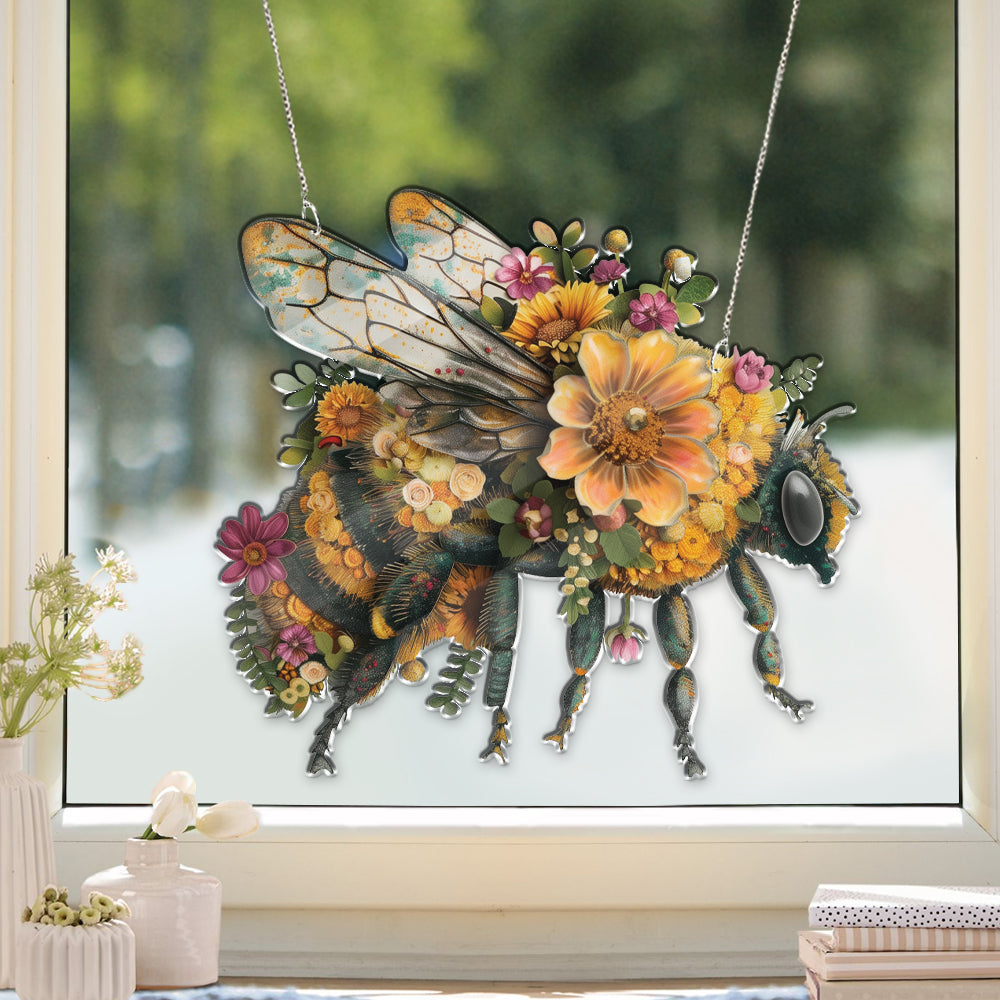 Flower Bee ACRYLIC Window hanging, Honey Bee Acrylic Window Decor, Perfect Gift For Home