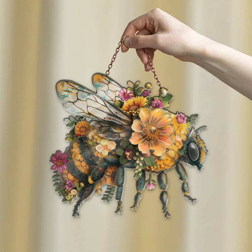 Flower Bee ACRYLIC Window hanging, Honey Bee Acrylic Window Decor, Perfect Gift For Home