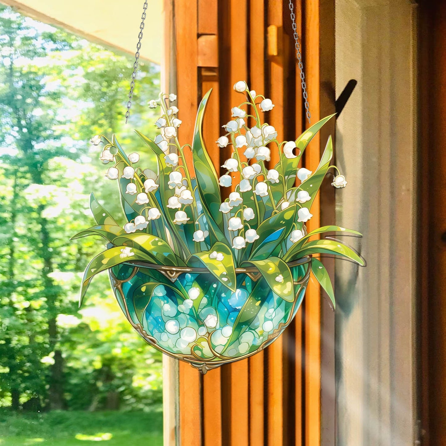 Lily of valley Flower White Green Window Decor, Flowers Acrylic Window Hanging Art Decoration , Gift For Her