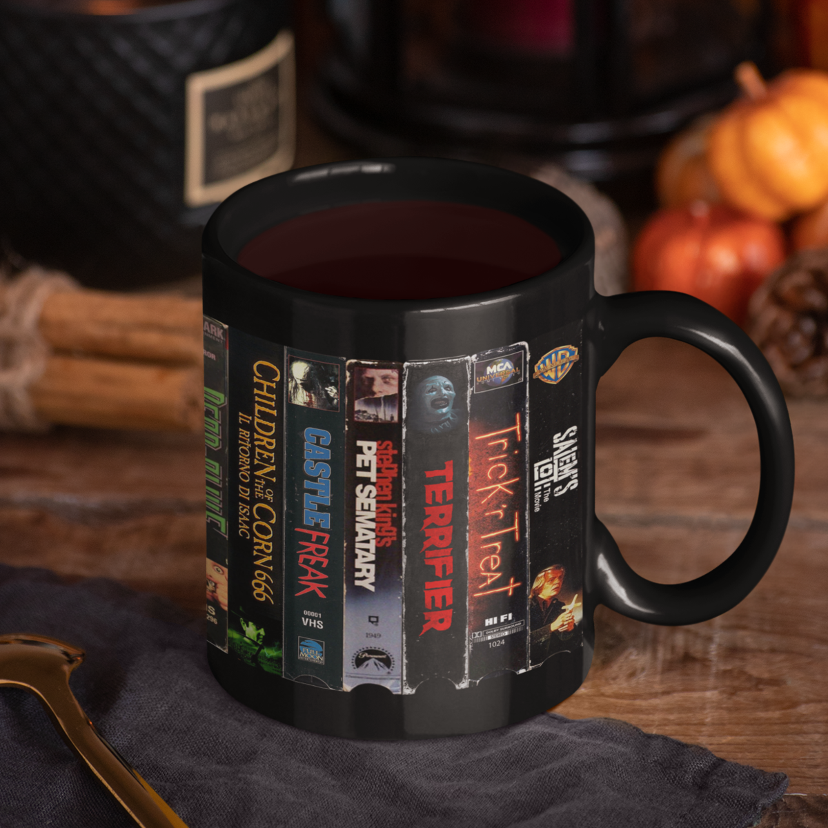 VHS Tape Halloween Movies Nostalgic Black Mug - Movie Version 2.0