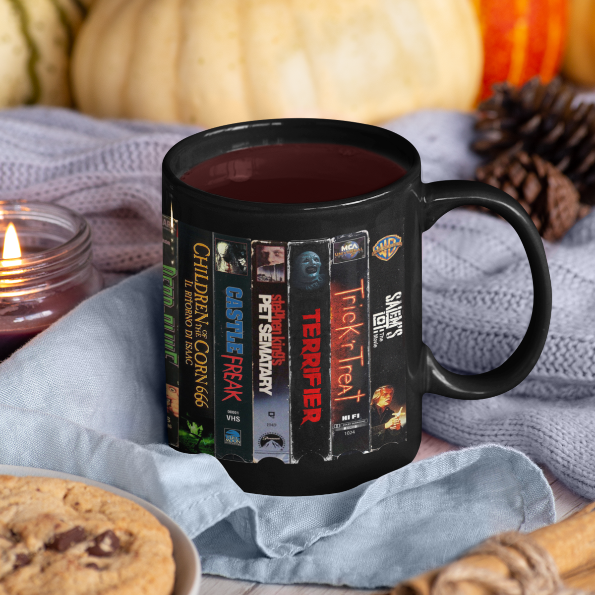 VHS Tape Halloween Movies Nostalgic Black Mug - Movie Version 2.0