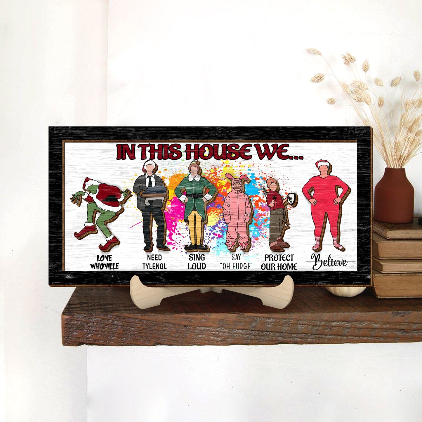 In This House We Christmas Friends 2 Layered Frame Wood Frame