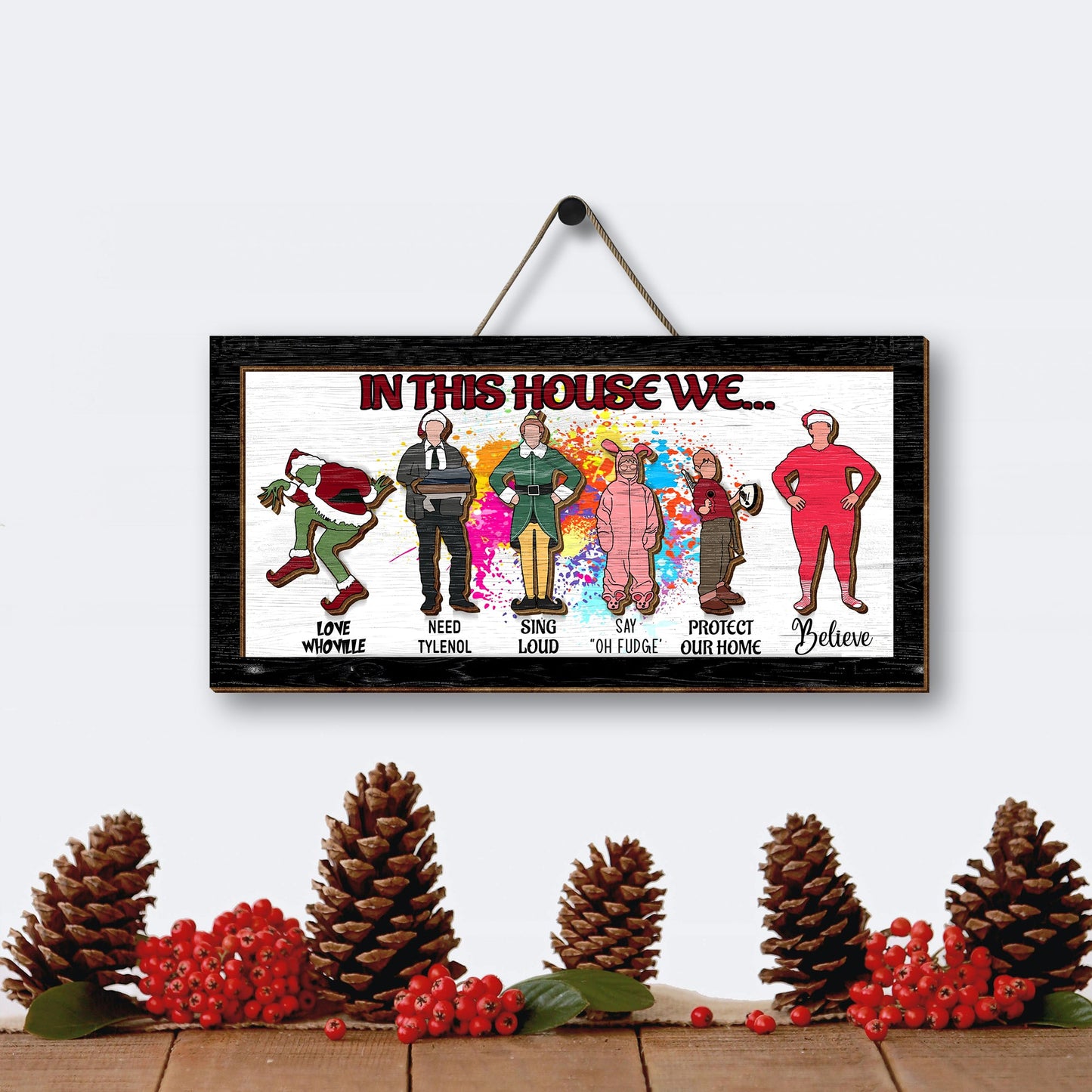 In This House We Christmas Friends 2 Layered Frame Wood Frame