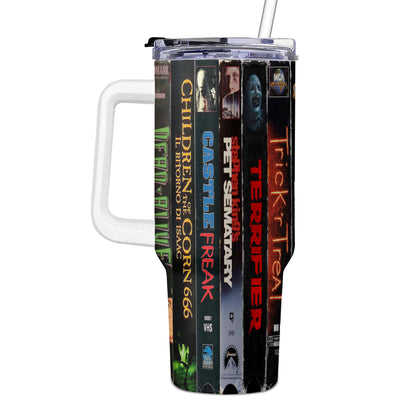Retro Horror Movies VHS Tape 40Oz Tumbler - White Handle Version 2