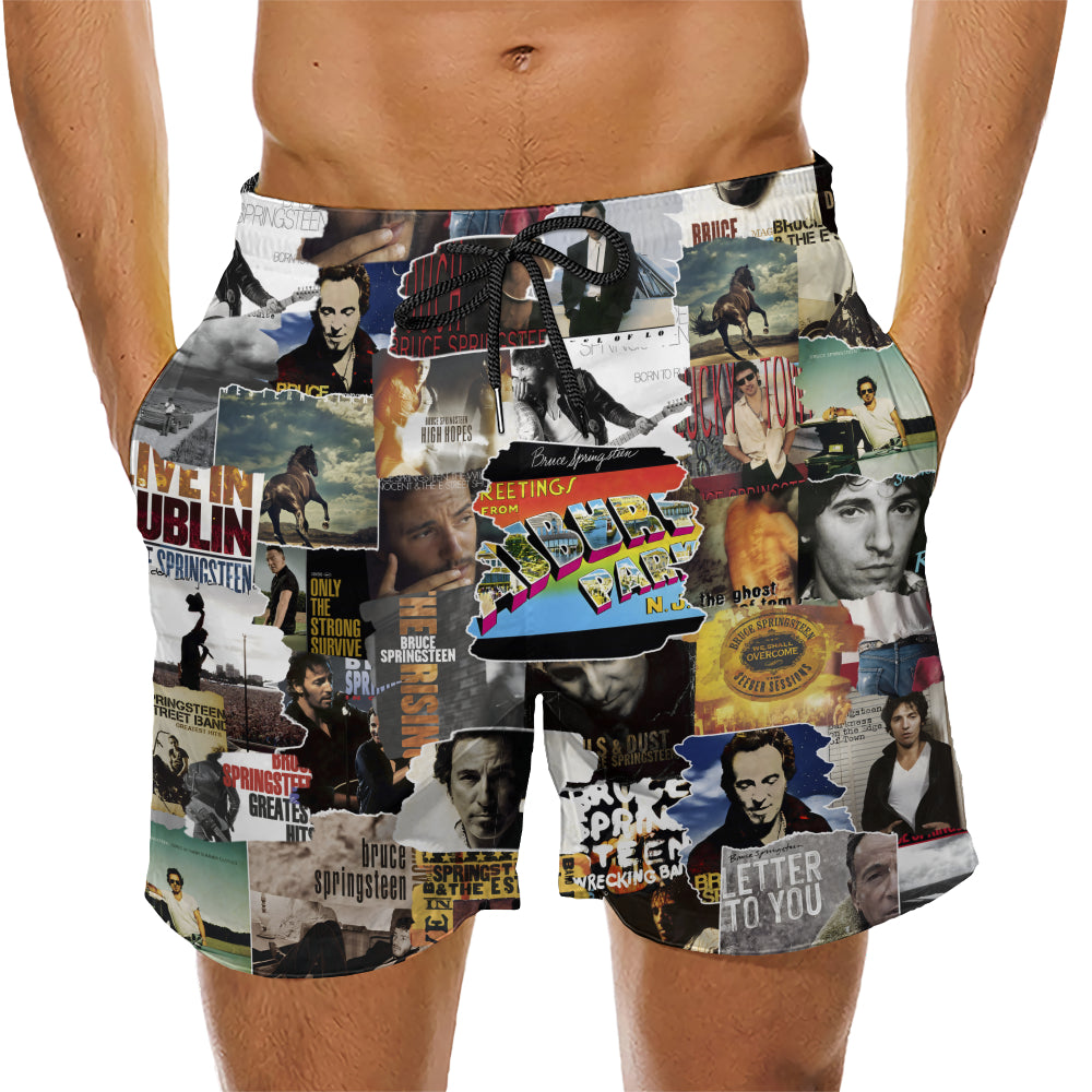 Bruce Springsteen Albums Covers Collage Unisex Hawaiian Shorts