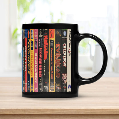VHS Tape Halloween 80s Movies Nostalgic Black Mug