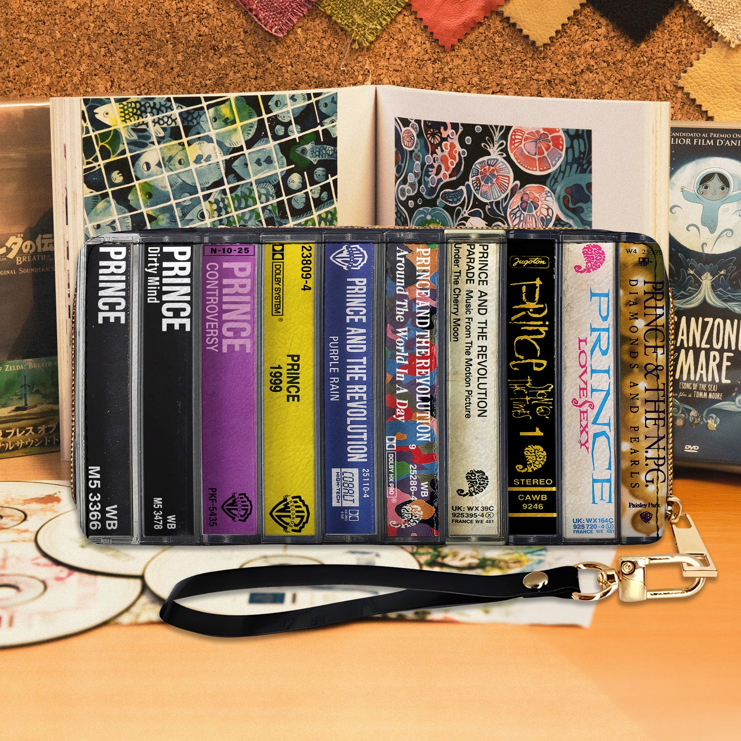 Prince Albums Cassette Vintage Leather Long Wallet