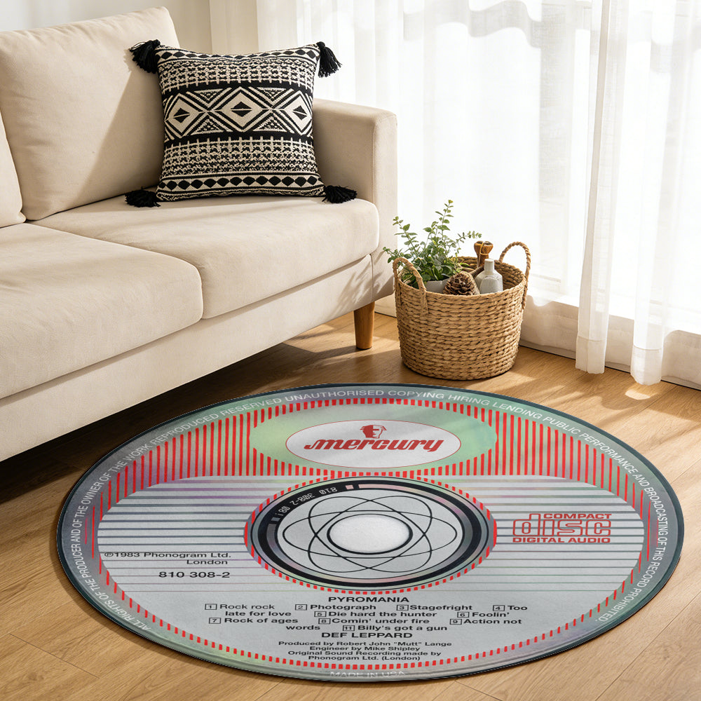 Def Leppard - Pyromania Album Music CD Round Rug