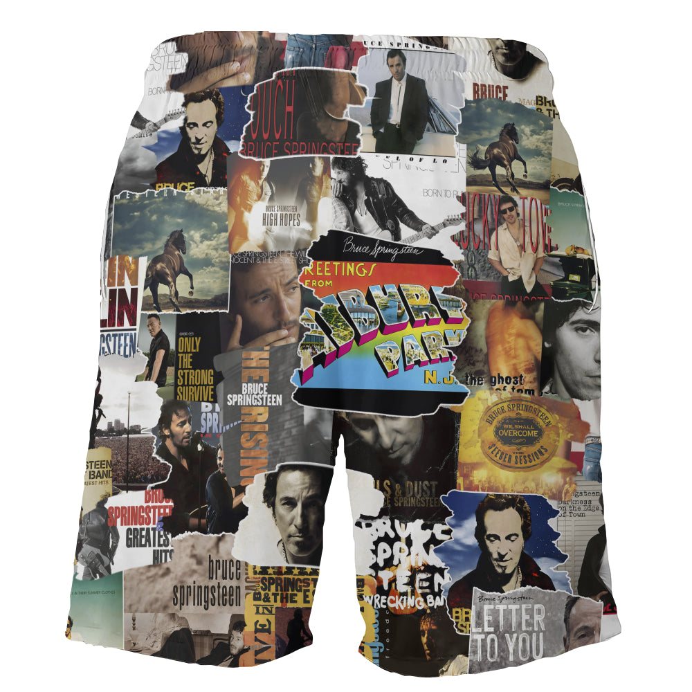 Bruce Springsteen Albums Covers Collage Unisex Hawaiian Shorts