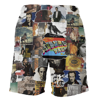 Bruce Springsteen Albums Covers Collage Unisex Hawaiian Shorts