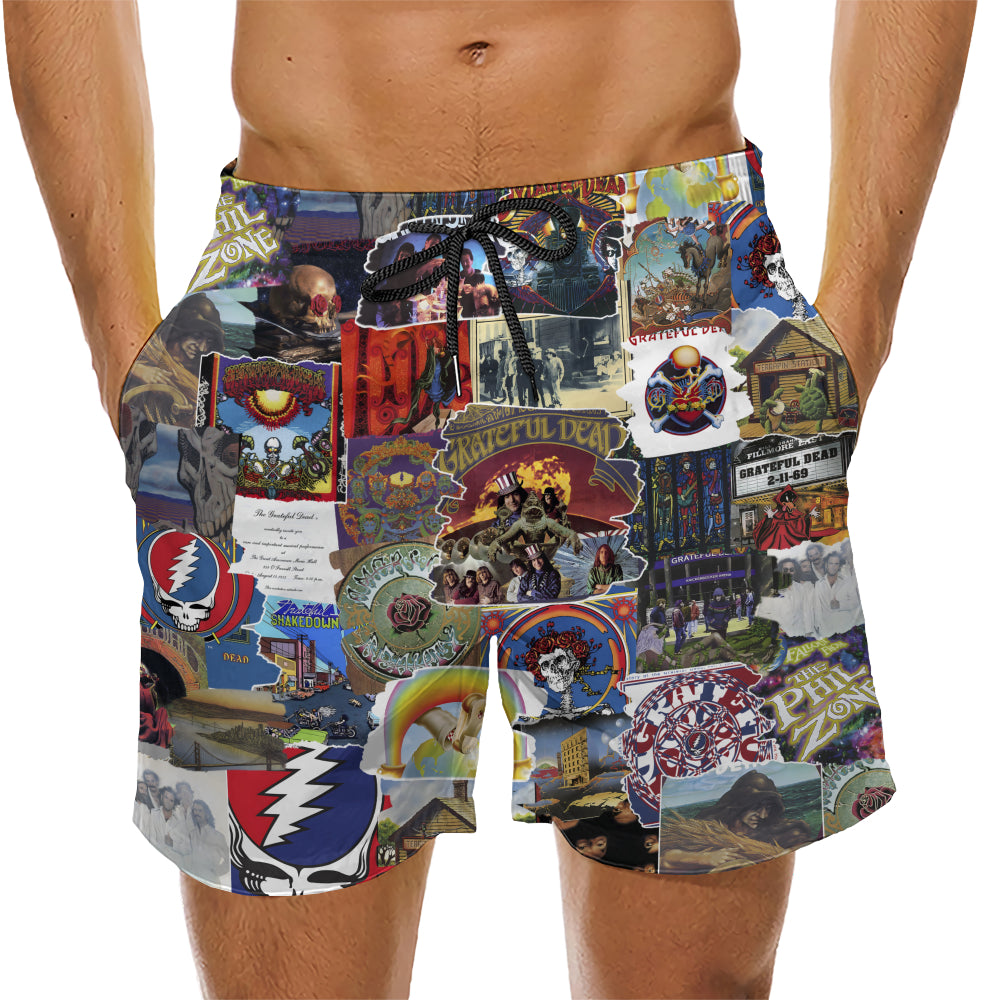 Grateful Dead Albums Covers Collage Unisex Hawaiian Shorts