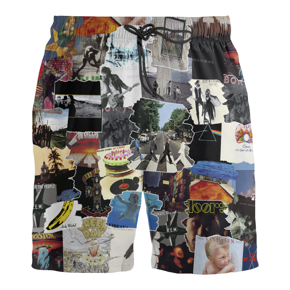 Essential Rock Albums Covers Collage Unisex Hawaiian Shorts