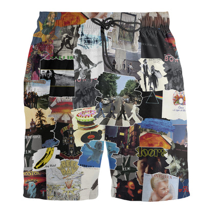 Essential Rock Albums Covers Collage Unisex Hawaiian Shorts