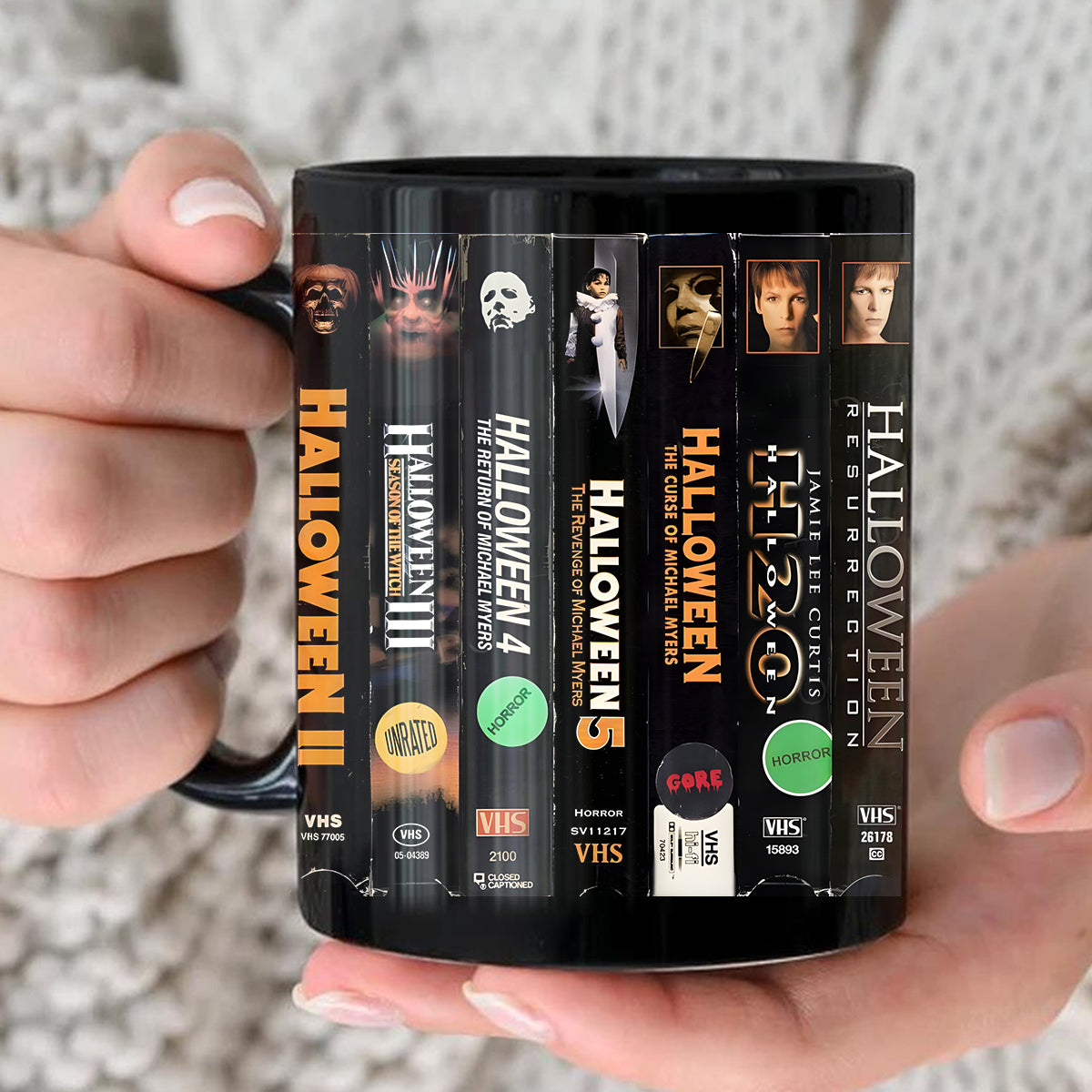 VHS Tape Halloween Movies Nostalgic Black Mug - Halloween Movie Horror