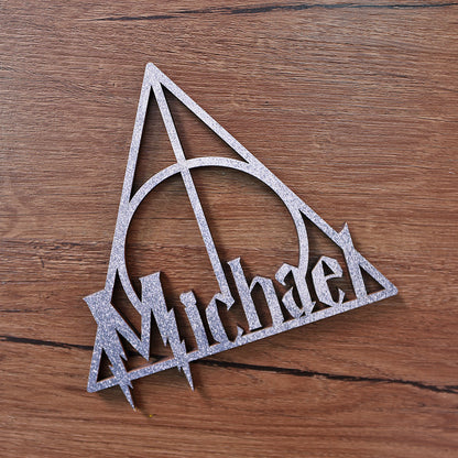 Custom Name Wizard Inspired Triangle Symbol Wood Ornament