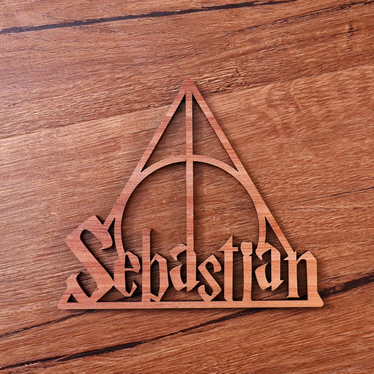 Custom Name Wizard Inspired Triangle Symbol Wood Ornament