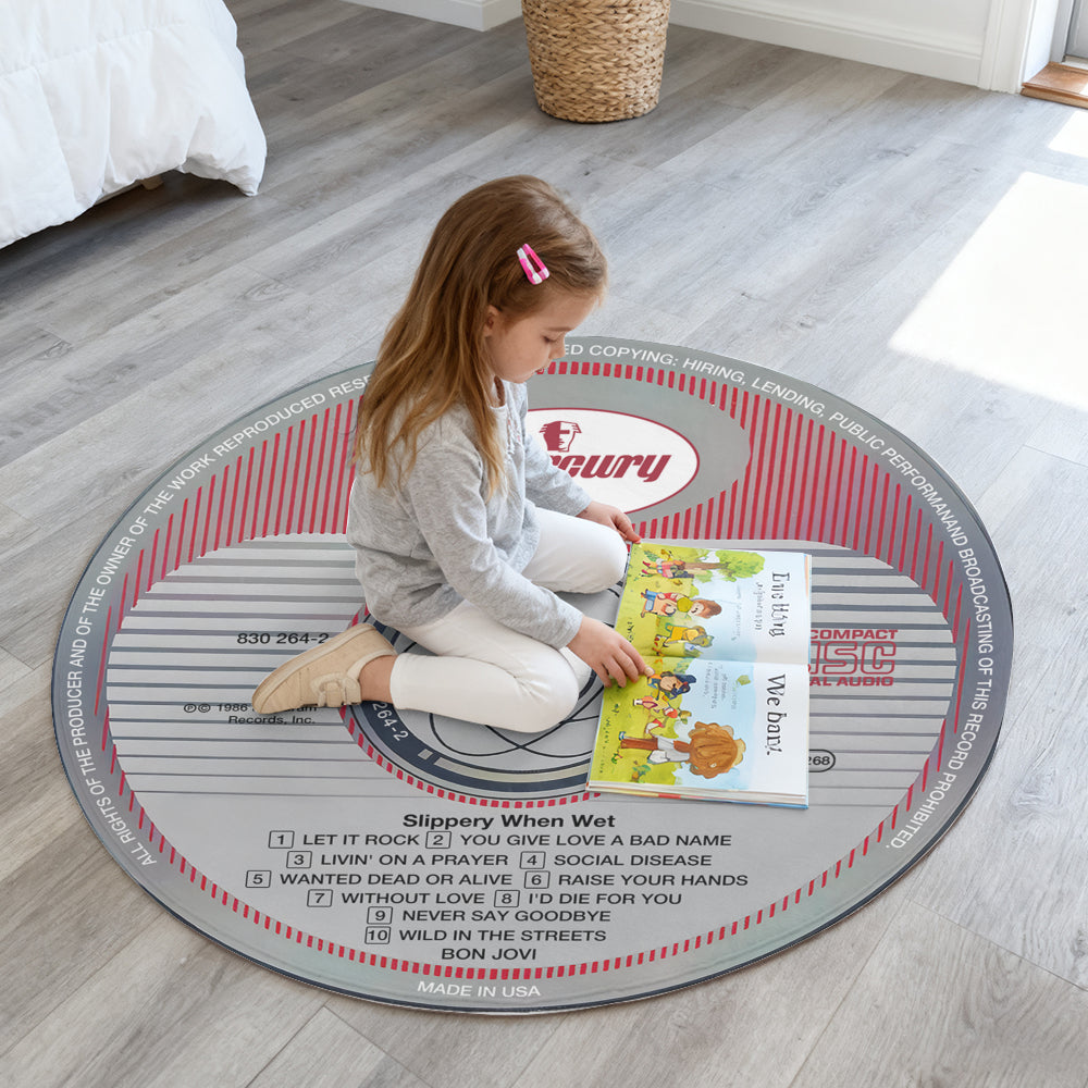 Bon Jovi – Slippery When Wet Album Music CD Round Rug