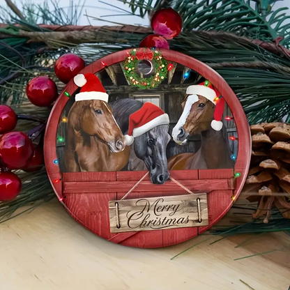 Horses Ranch Merry Christmas Ornament