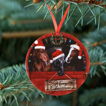 Horses Ranch Merry Christmas Ornament