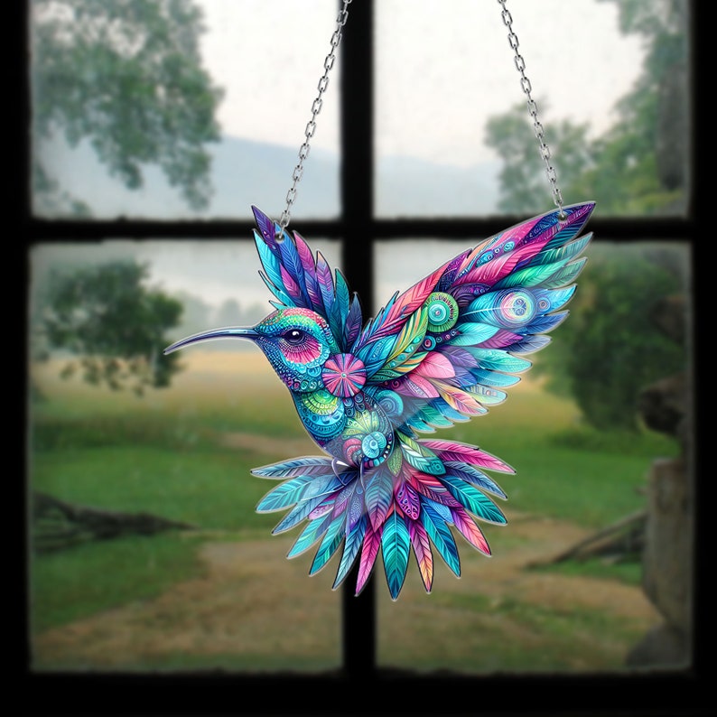 Hummingbird kaleidoscope Acrylic Window Hanging