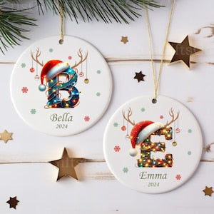 ornament!ceramic!round!letter-name-ornament-two