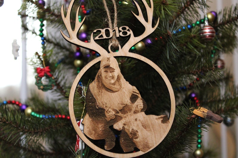 Custom Photo Hunting Christmas 2024 Wood Ornament