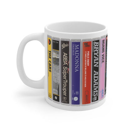 Queen 70s 80s Music Cassette Collection White Mug