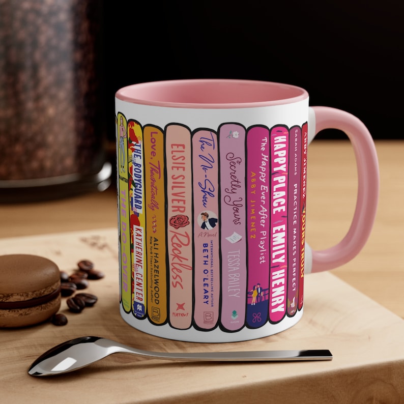 Custom ANY Books HAND-DRAWN Book Spine Accent Mug